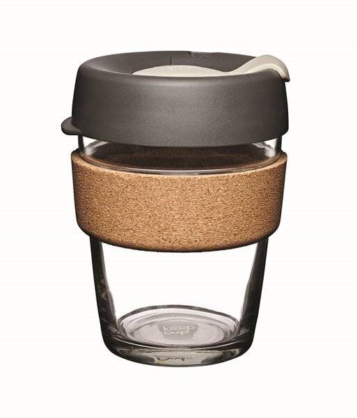 Kork-Glasbecher grauer Deckel KeepCup