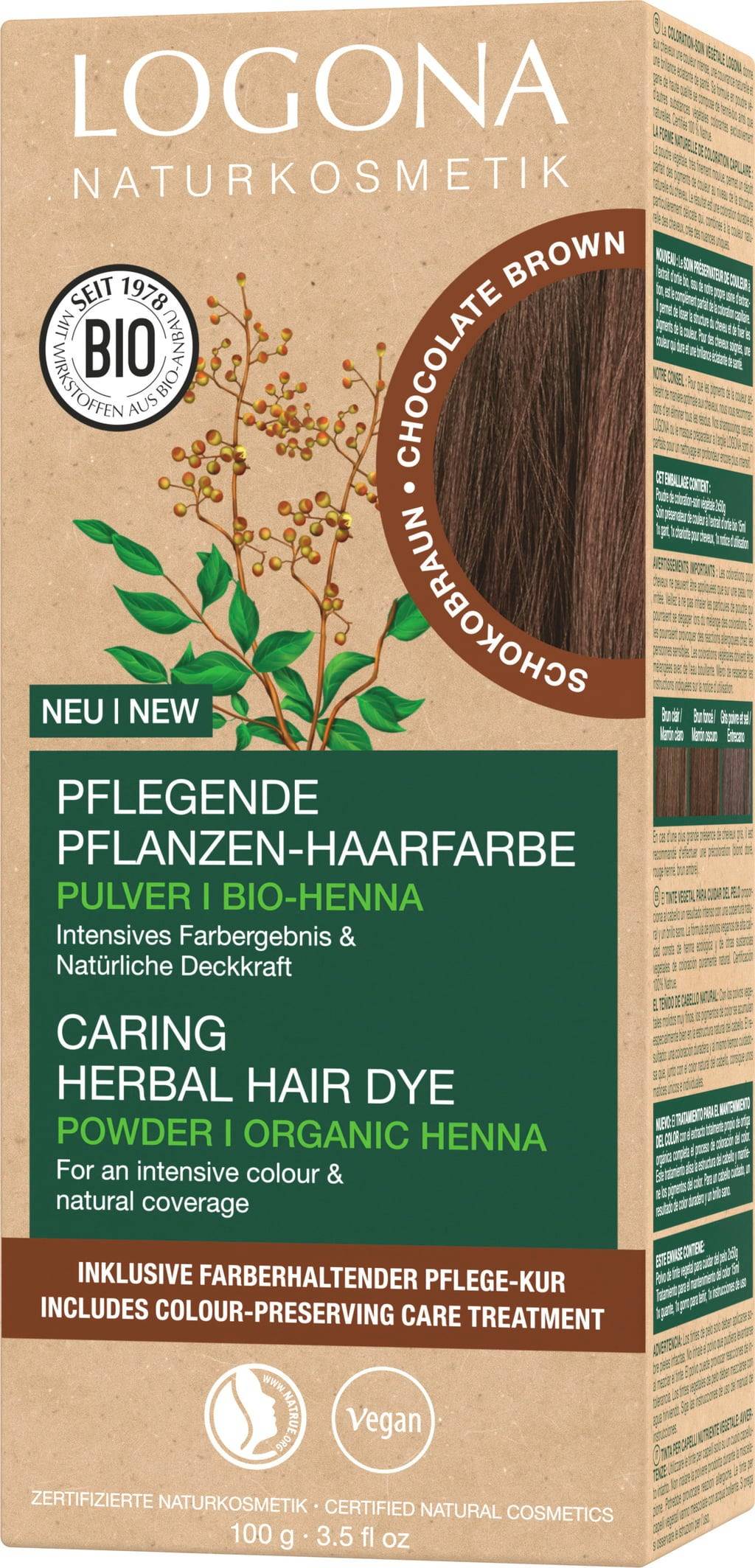 Pflanzen-Haarfarbe Pulver Schokobraun 100 g